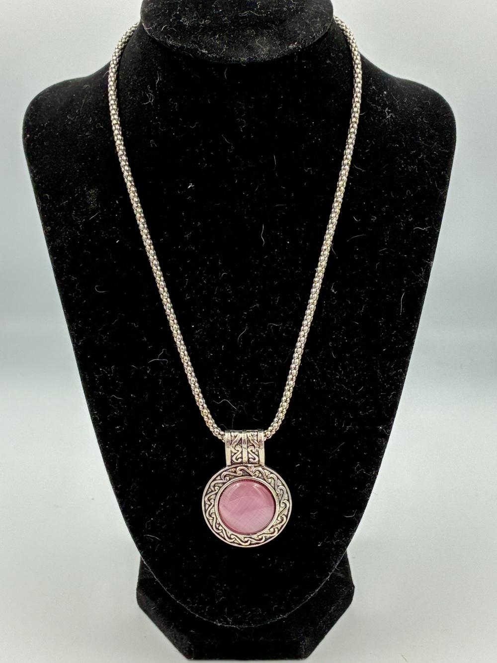 Vintage Pink Quartz Necklace 18" Cute Accessory